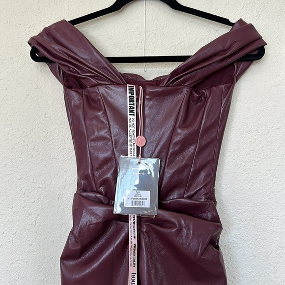House of‎ CB 'Raven' Mulberry Vegan Leather Corset Dress NWT size XS - Picture 14 of 15